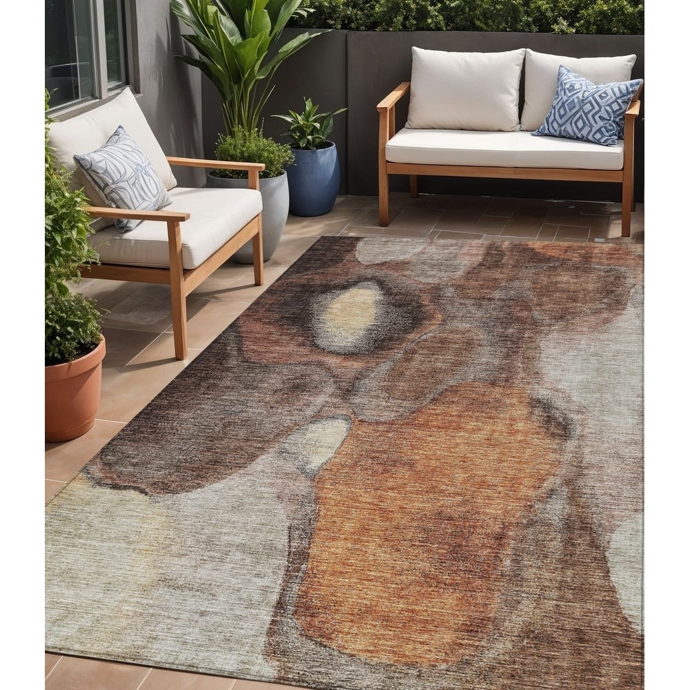 HomeRoots Abstract Transitional Rectangle Outdoor Rug