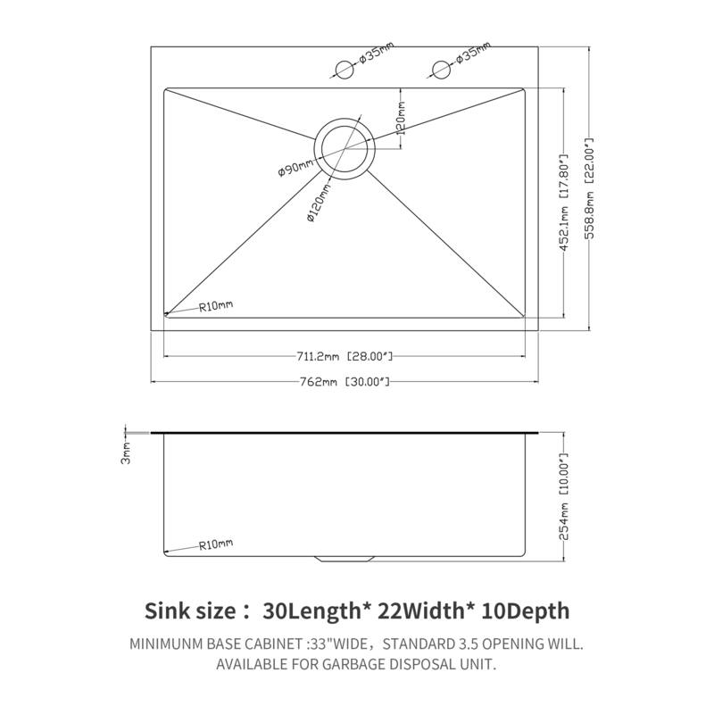 Drop-in 16 Gauge Single Bowl Stainless Steel Kitchen Sink in Gunmetal Black