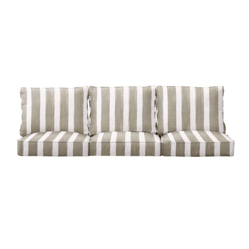 Sorra Home Tan and White Stripe Indoor/Outdoor Deep Seating Pillow and Cushion Set