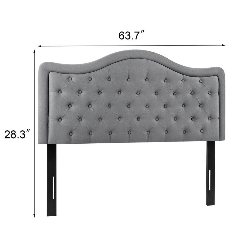 Adeco Queen-Sized Headboard with Adjustable Metal Legs