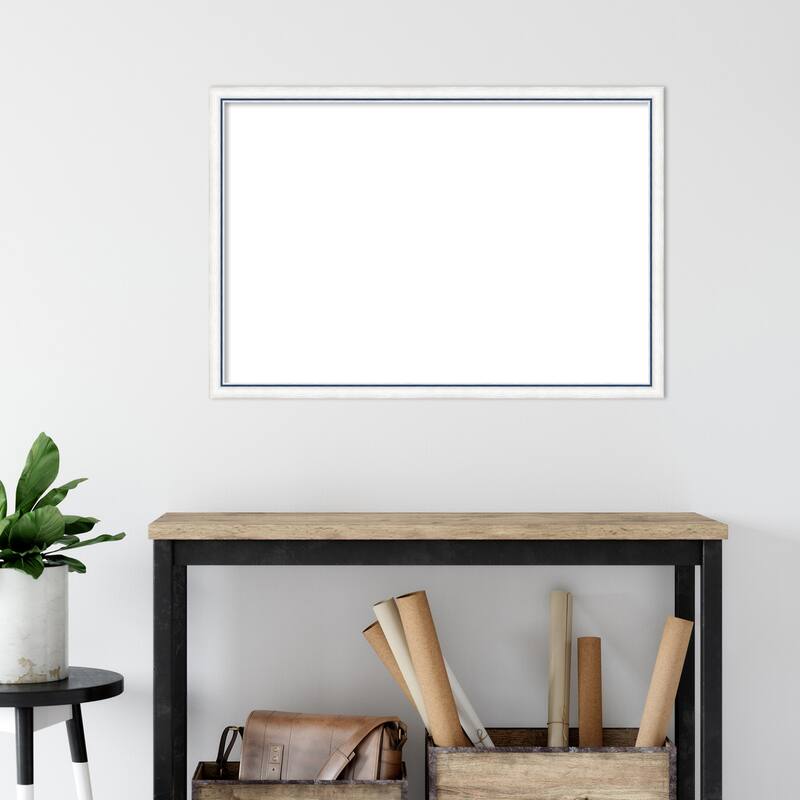 Amanti Art Morgan White Blue Framed Dry Erase Magnetic Board
