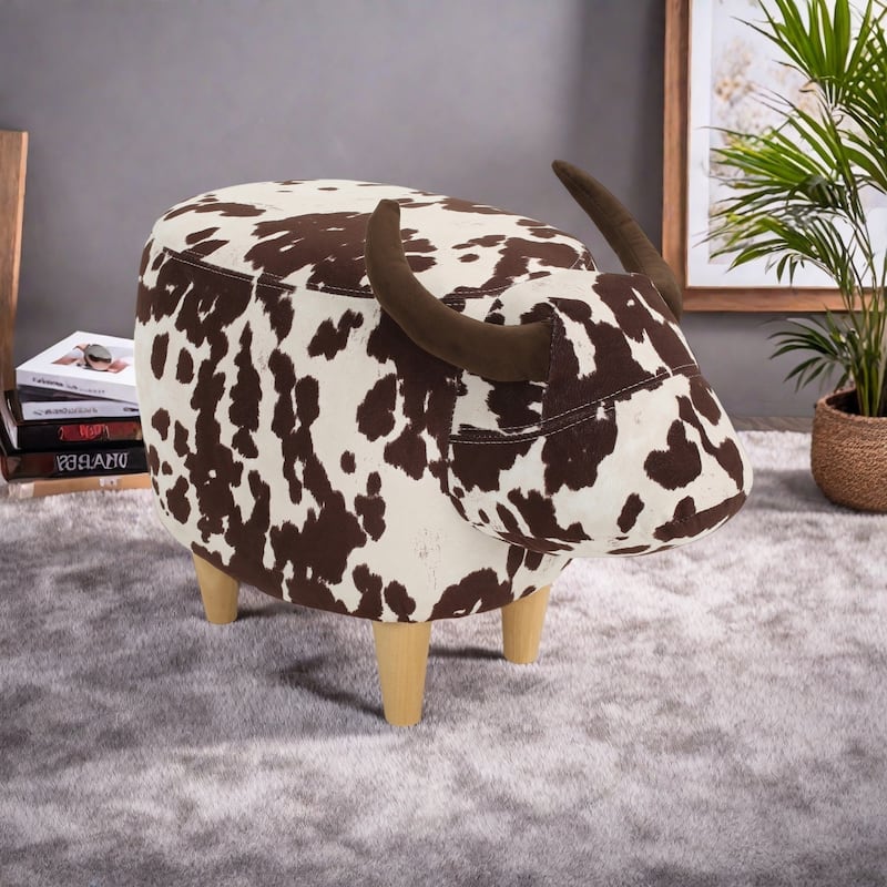Bessie Fabric Cow Ottoman by Christopher Knight Home