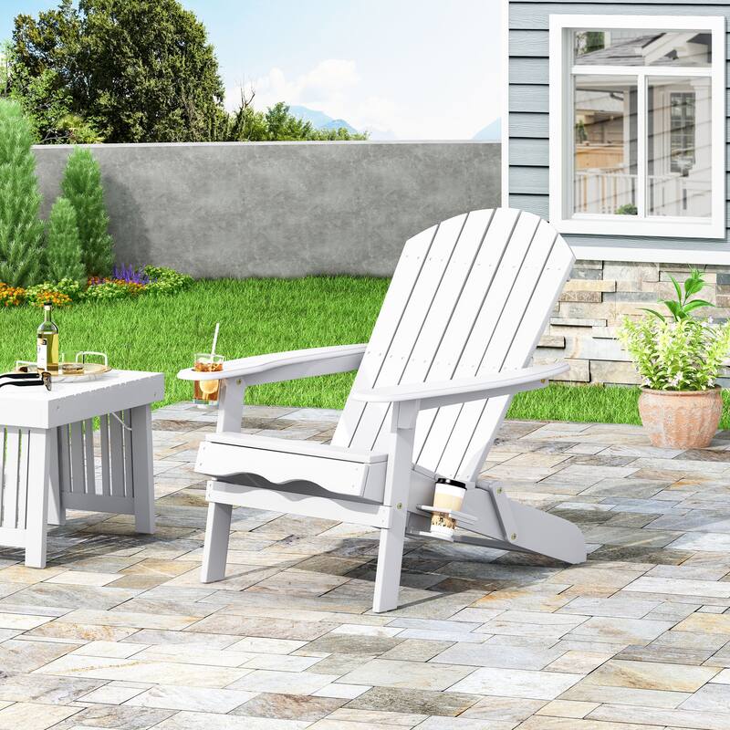 Roomfitters Bellwood Outdoor Adirondack Chair with Cup Holders for Patio Relaxation