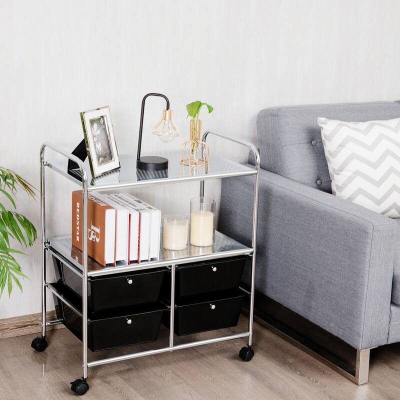Costway 4Drawer Rolling Storage Cart shelf Scrapbook Paper Office - See Details