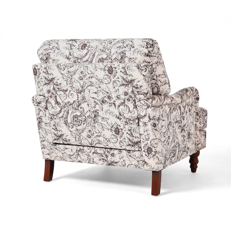 Mid Century Chenille Upholstered Accent Chair with Nailhead Trim
