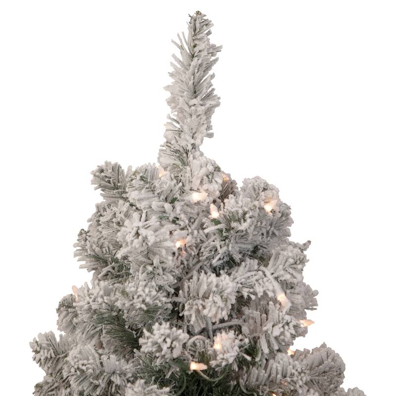 3' Pre-Lit Heavily Flocked Madison Pine Medium Artificial Christmas Tree Clear Lights