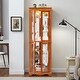 preview thumbnail 2 of 9, Lighted Tall Bookshelf Display Cabinet Curio Cabinet with Glass Doors