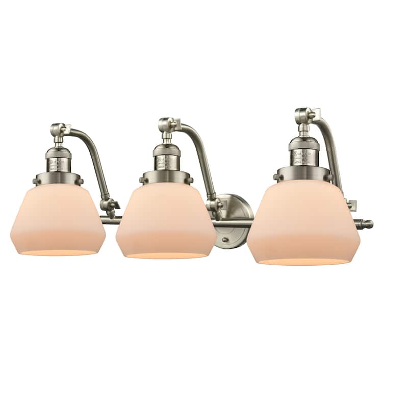 Innovations Lighting Fulton 3 Light 28" Wide Bathroom Vanity Light - Satin Brushed Nickel / Matte White Cased