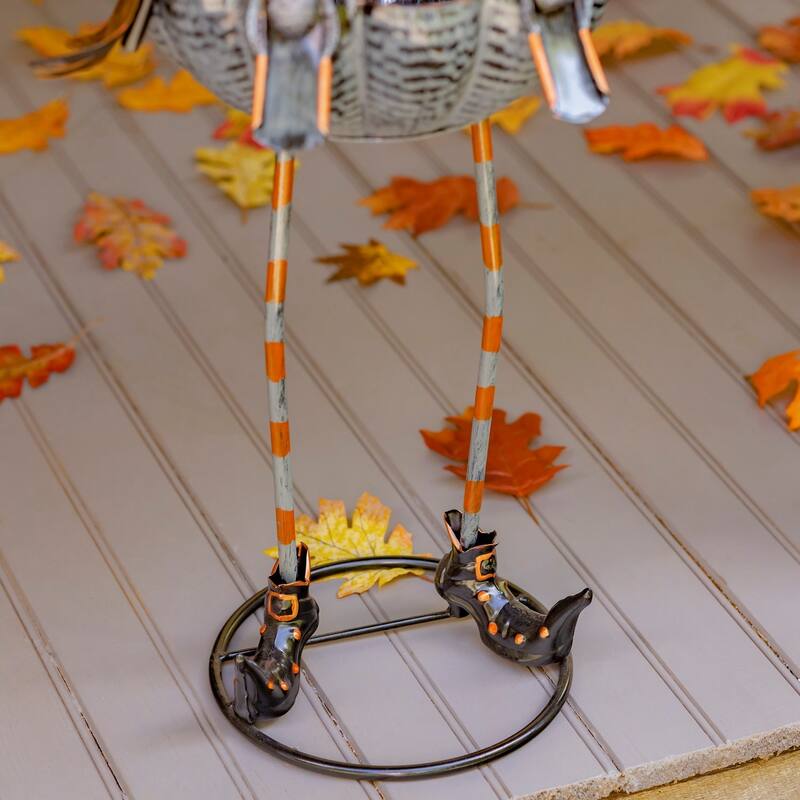 Metal Pumpkin Witch with Jack-O-Lantern Candy Holder Decoration