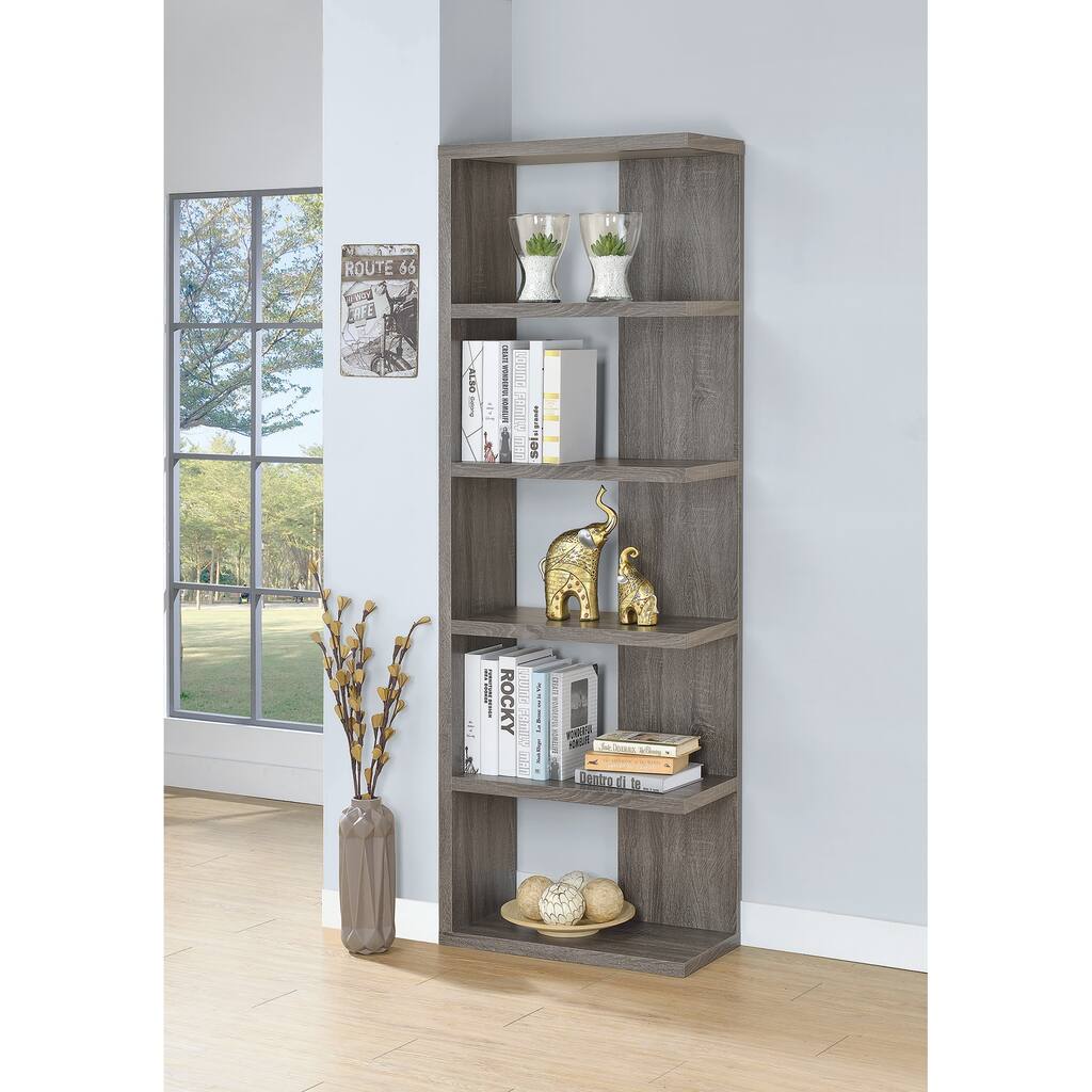 Keaton Contemporary Weathered Grey 5-shelf Bookcase