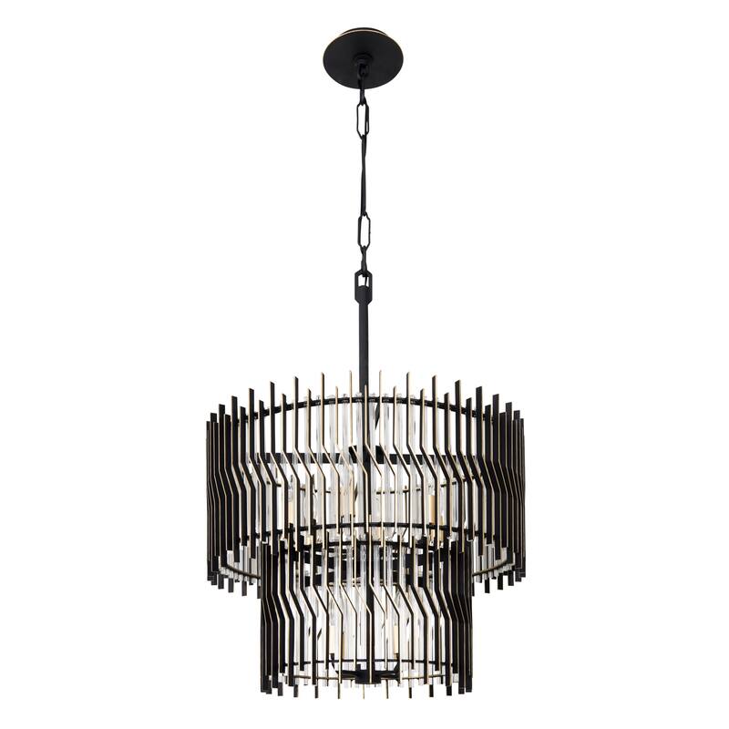 Varaluz Park Row 2-Tier Chandelier - Matte Black/French Gold