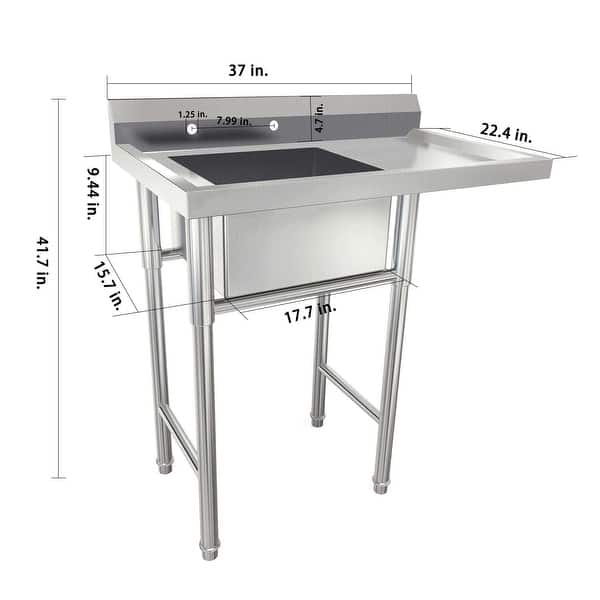 37 in Stainless Steel One Compartment Commercial Utility Sink - N/A ...