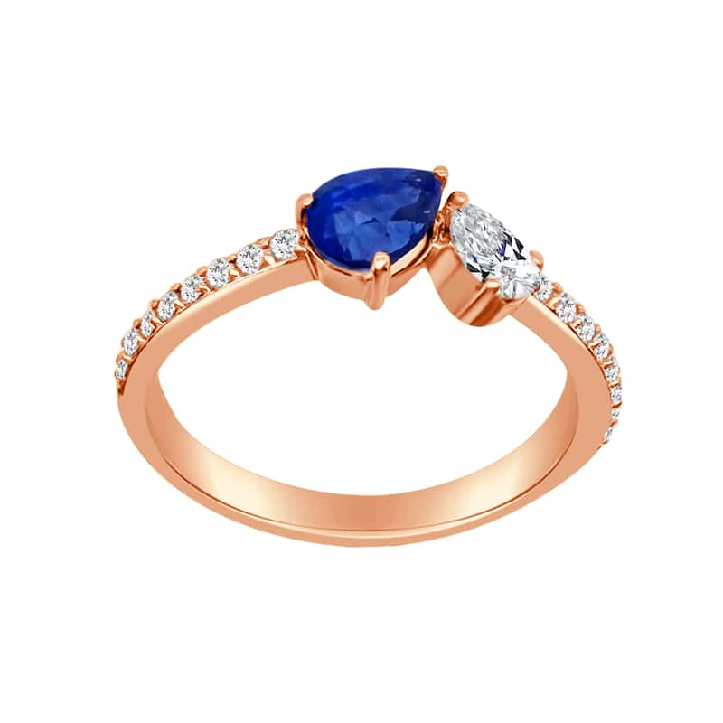 Auriya 14k Gold Lab Grown Sapphire and Diamond Toi et Moi Engagement Ring 0.31 ct. tw. (F-G, VS)
