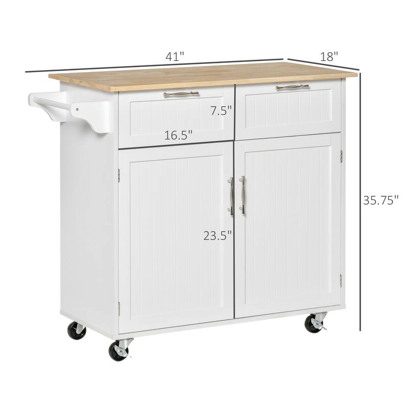 41" Modern Rolling Kitchen Island On Wheels(no include stool)