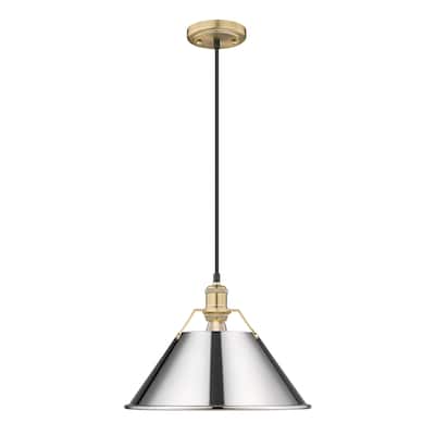 Orwell 14" Wide Large Pendant in Brushed Champagne Bronze with Chrome - Gold