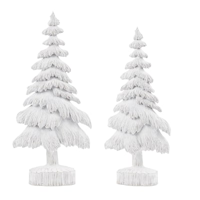 White Washed Pine Tree (Set of 2) - N/A