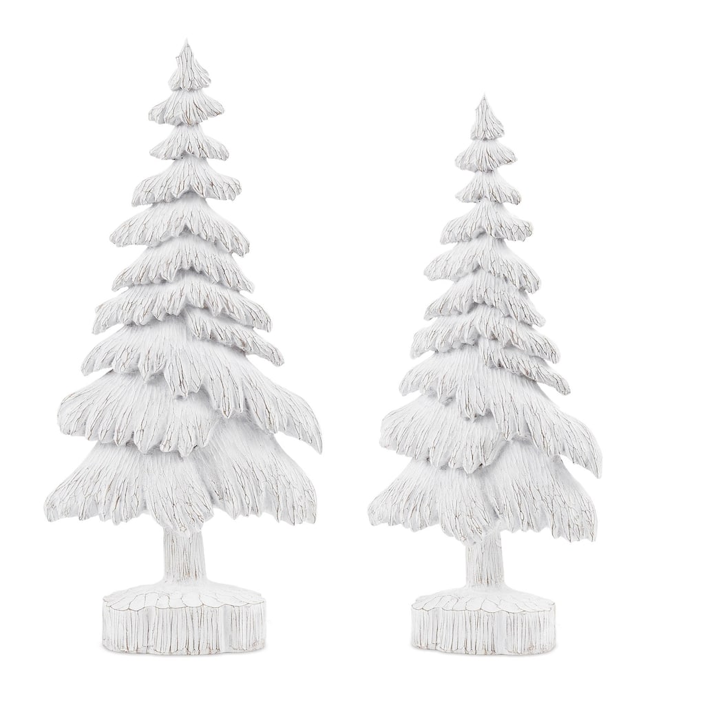 White Washed Pine Tree (Set of 2) - N/A