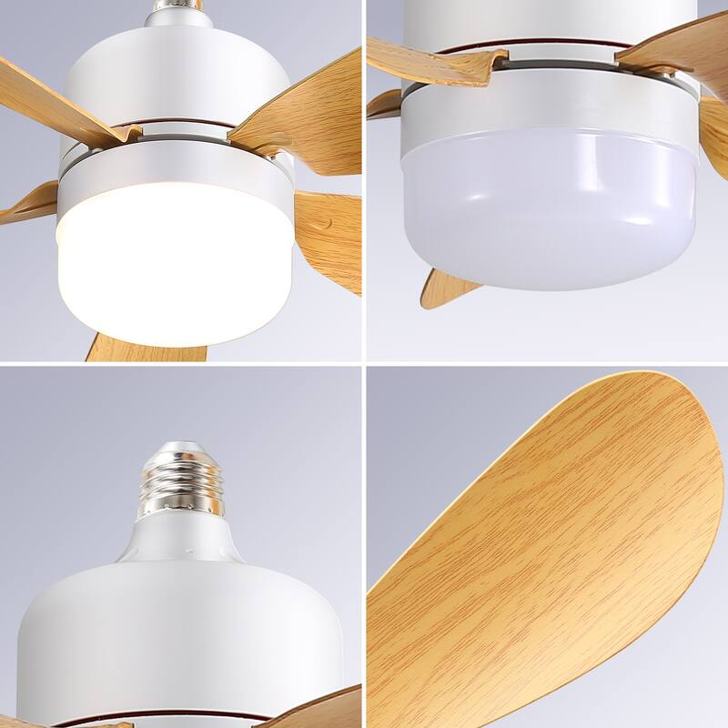 16 Inch Socket Ceiling Fans, 2 in 1 Small LED Ceiling Fan Lights with Remote Control