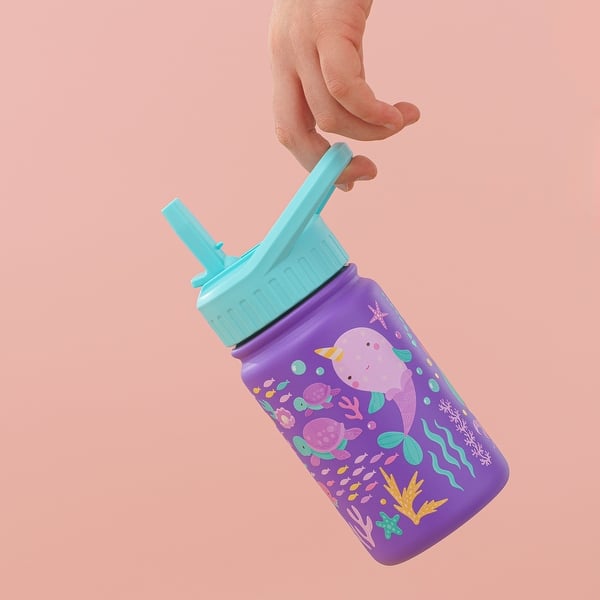 Stainless Steel Kids Water Bottle with Straw Lid - 12 oz - Bed Bath &  Beyond - 40538517