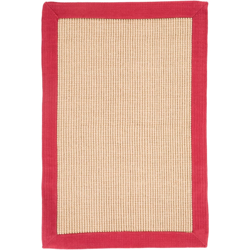 Handwoven Eco Natural Fiber Jute Cotton Bordered Casual Area Rug - 2' x 3' - Red
