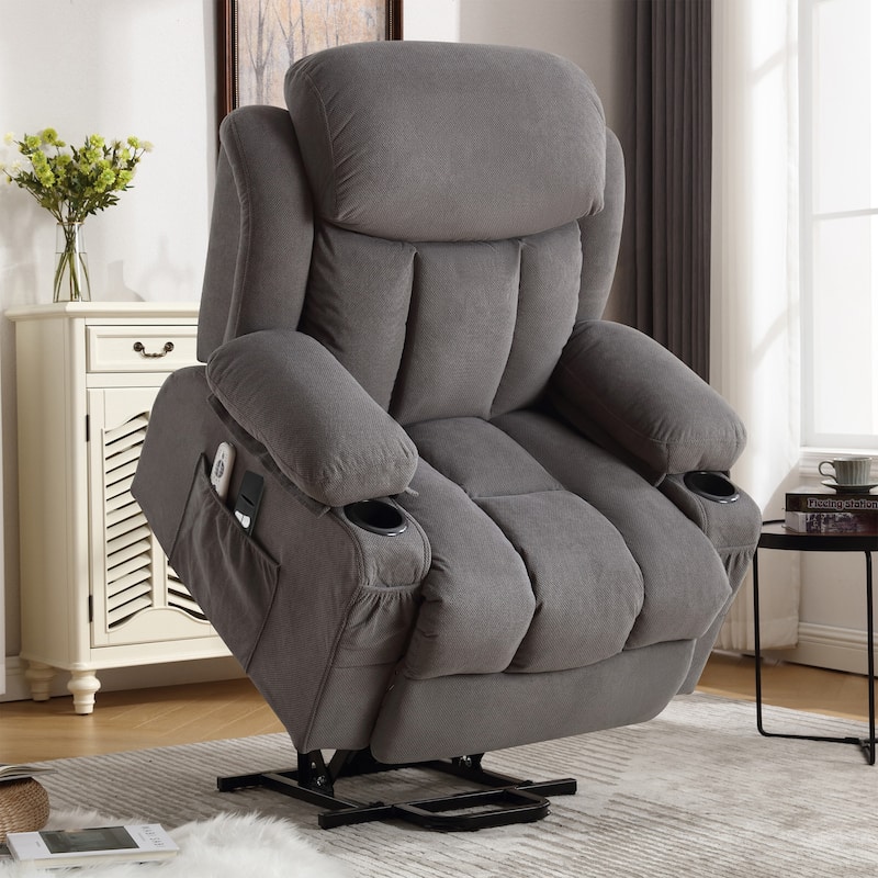 Swivel Rocker Recliner Chair with Vibration Massage & Heat, USB Port & Cup Holders for Living Room
