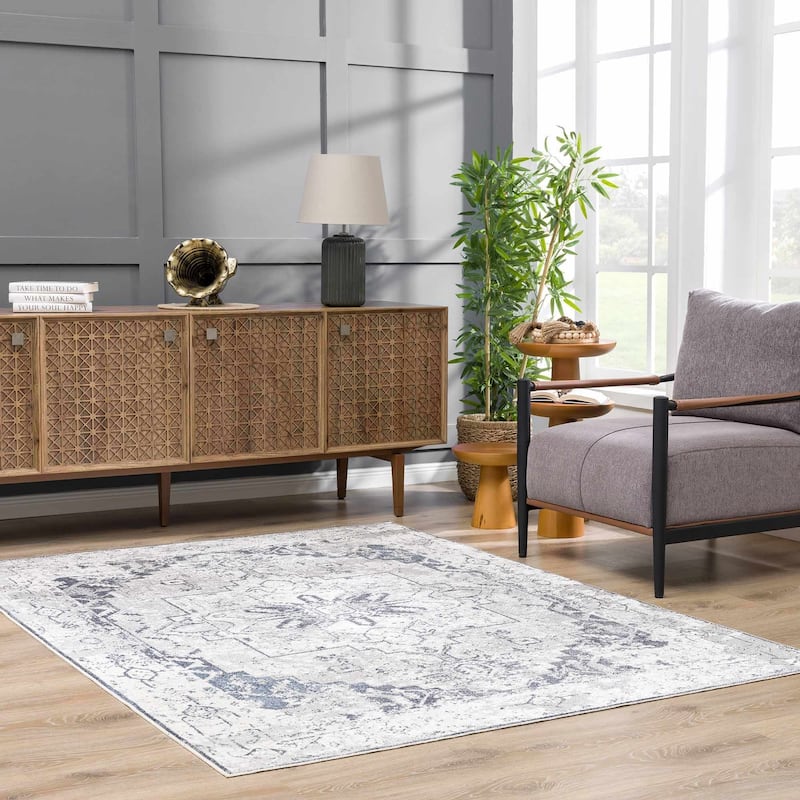 Hauteloom Manhattan Machine Washable Oriental Persian Medallion Vintage Distressed Area Rug