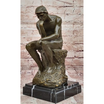 The Thinker Bronze Statue – Rodin Inspired Sculpture On Marble Base