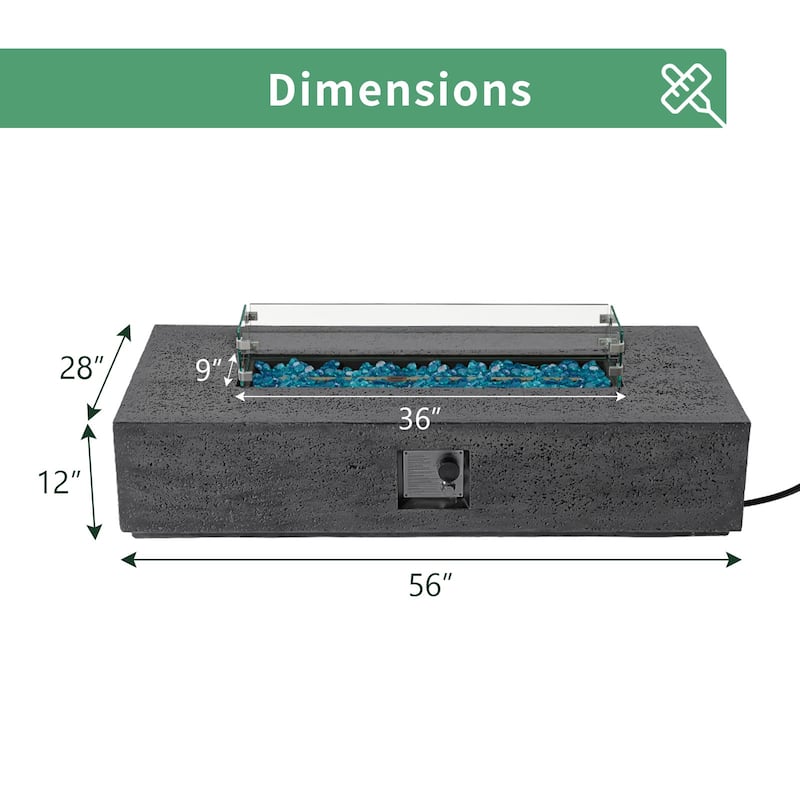 COSIEST Outdoor 56-Inch Rectangular Propane Fire Pit