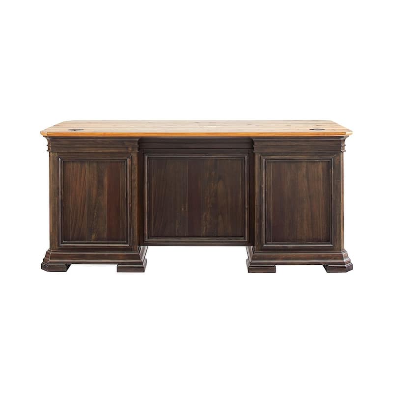 Double Pedestal Executive Desk, Fully Assembled, Brown