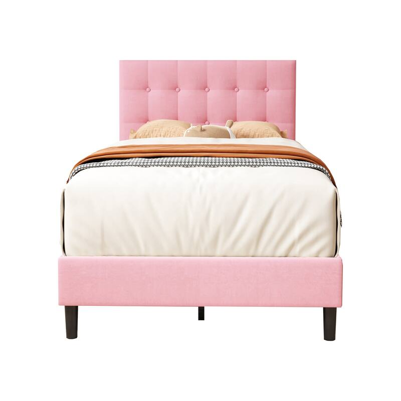 Alazyhome Square Tufted Upholstered Platform Bed Frame