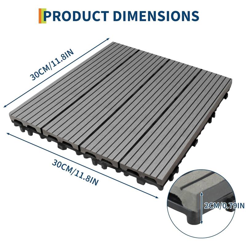Interlinked-Style Composite Deck Tiles 12"x12", Waterproof