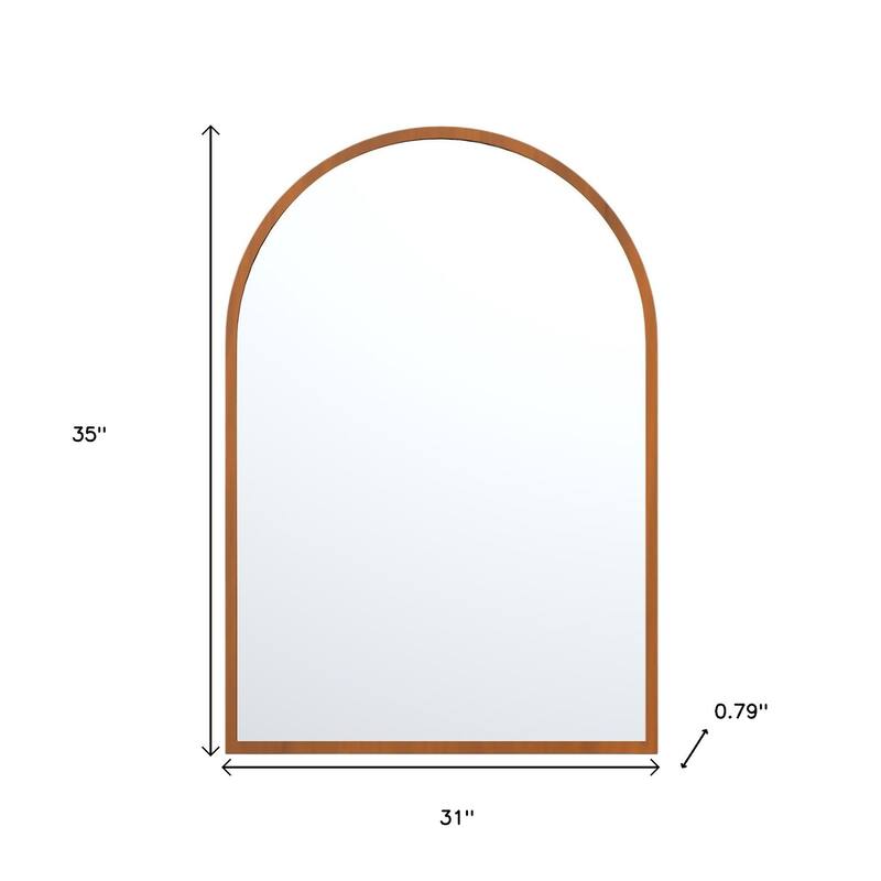 HomeRoots Set of Two Walnut Arch Wood Framed Bathroom Vanity Mirrors - 31.00 in. x 35.00 in. x 0.79 in.
