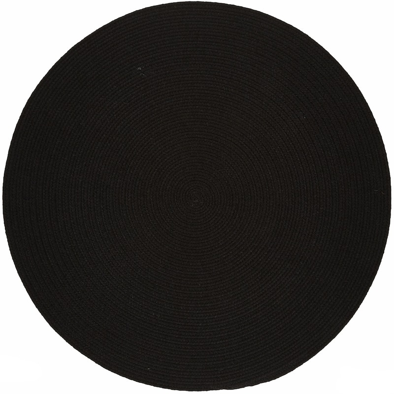 Rhody Rug Madeira Indoor/ Outdoor Braided Rounded Area Rug - Black - 8' Round