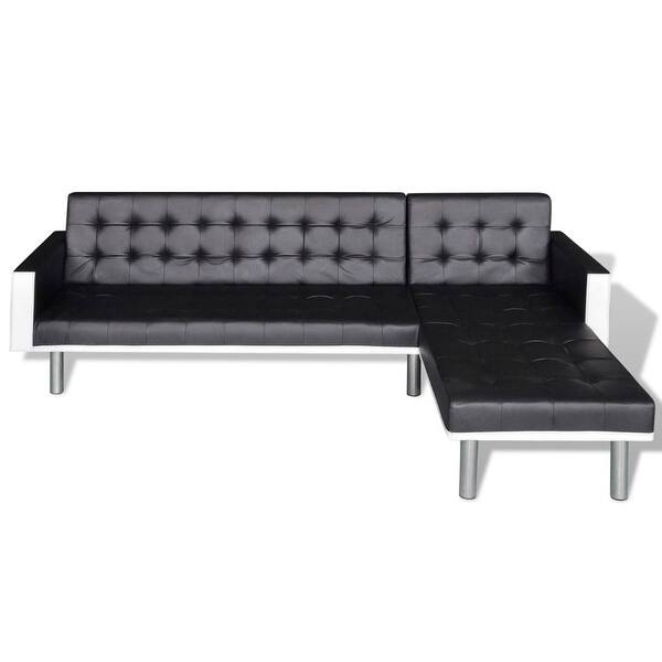 Shop Vidaxl L Shaped Sofa Bed Artificial Leather Black And White Overstock 18965513