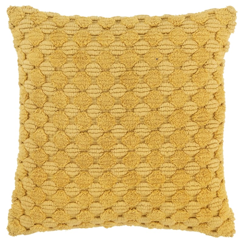 HomeRoots 20" Yellow Cotton Throw Pillow With Texture