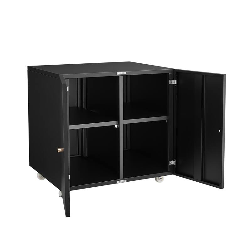 Home Office Printer Stand with Wheels and File Door Mobile Lateral Filing Cabinet with Open Storage Shelf