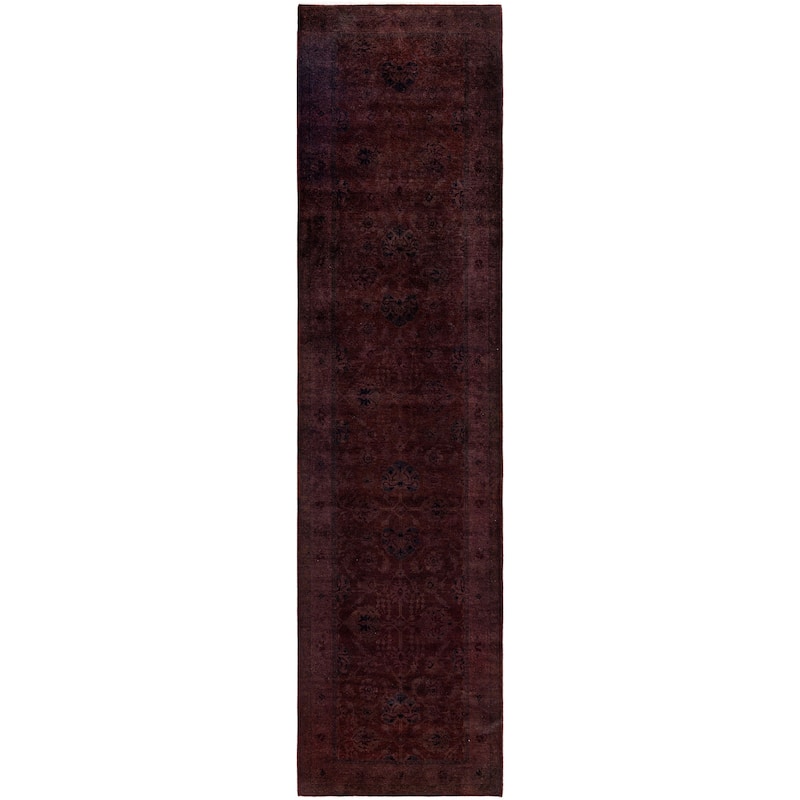 Overdyed One-of-a-Kind Hand-Knotted Area Rug - Brown - 3' 2" x 12' 8"
