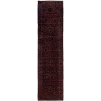 Overdyed One-of-a-Kind Hand-Knotted Area Rug - Brown - 3' 2" x 12' 8"