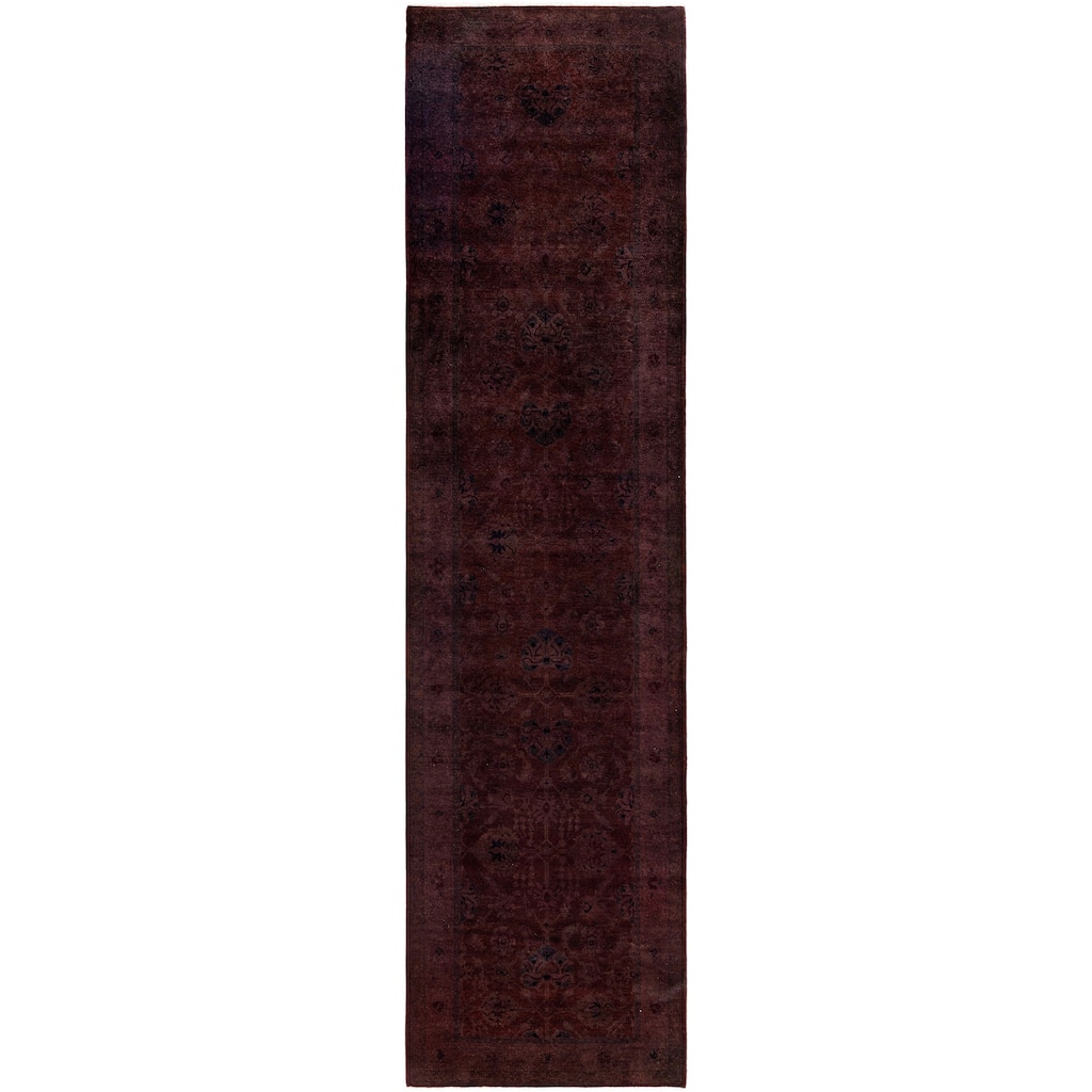 Overdyed One-of-a-Kind Hand-Knotted Area Rug - Brown - 3' 2" x 12' 8"