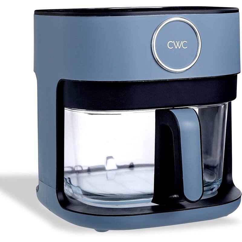 COOK WITH COLOR 1200W Air Fryer: Glass Basket, Dishwasher Safe, 60min Timer, 6 Presets, Temp Control 175F-400F, 4 - 5.5 QT - 5.5 Qt - Slate Blue