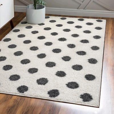 JONATHAN Y Caimari Modern Charcoal Dot Shag Area Rug