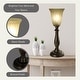 preview thumbnail 4 of 6, Bronze Table Lamp with Alabaster Glass Shade