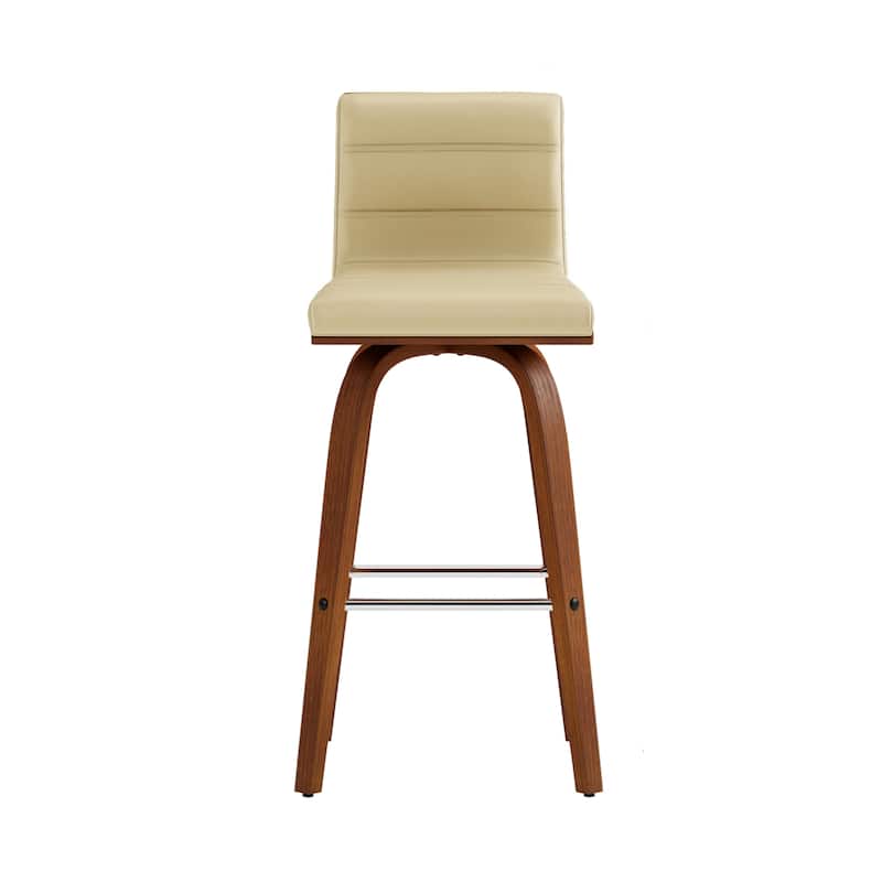 Skara Mid-Century Swivel Counter Stool, Upholstered Counter Height Chair with Bentwood Legs