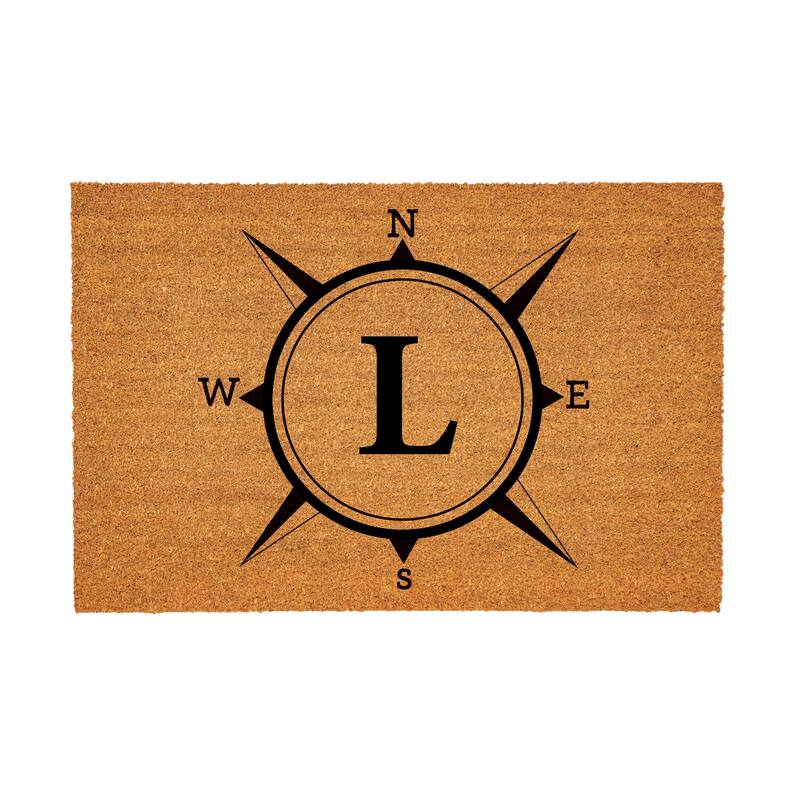 Coastal Coir Mat Compass Monogram 36"x24" - Letter L