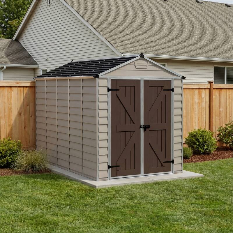 SkyLight 6 ft. x 12 ft. Tan Garden Outdoor Storage Shed - 6 ft x 12 ft