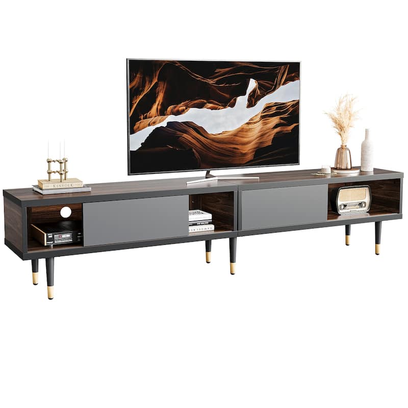 Modern TV Stand up to for 85 inch TVs Entertainment Center with Storage - 80 inch - Walnut