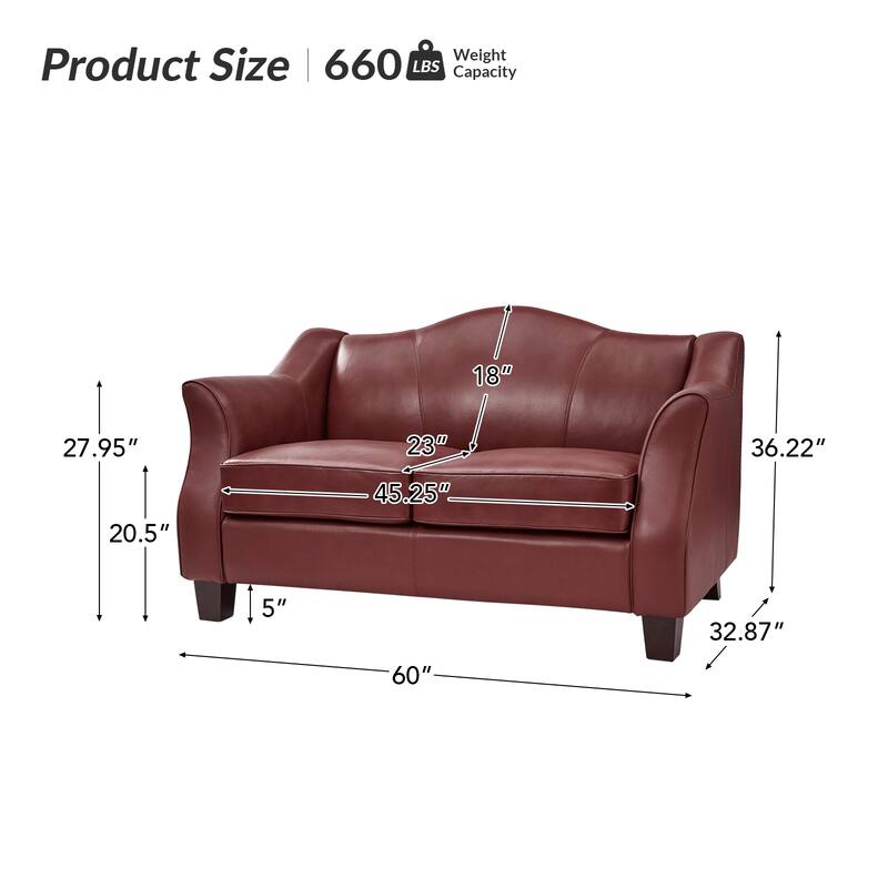 Franco Traditional 60" Wide Genuine Leather Sofa by HULALA HOME