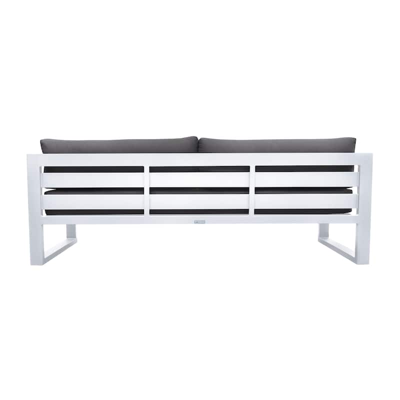 Aelani Aluminum Outdoor Sofa in Dark Gray and White
