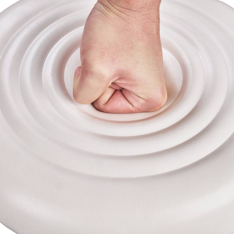 Javlergo White Office Chair Stool PU Leather Backrest Rolling Salon Stool Round Swivel Drafting Spa Stool