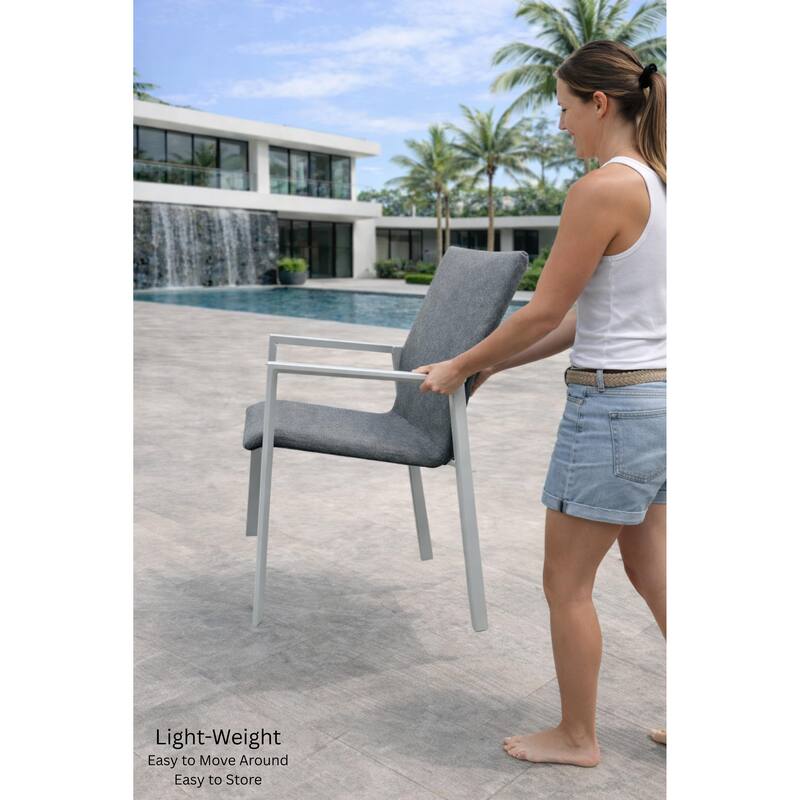 Bailey Light Grey 13-Piece Aluminum Outdoor Dining Set with Sling Set in Midnight Grey - N/A